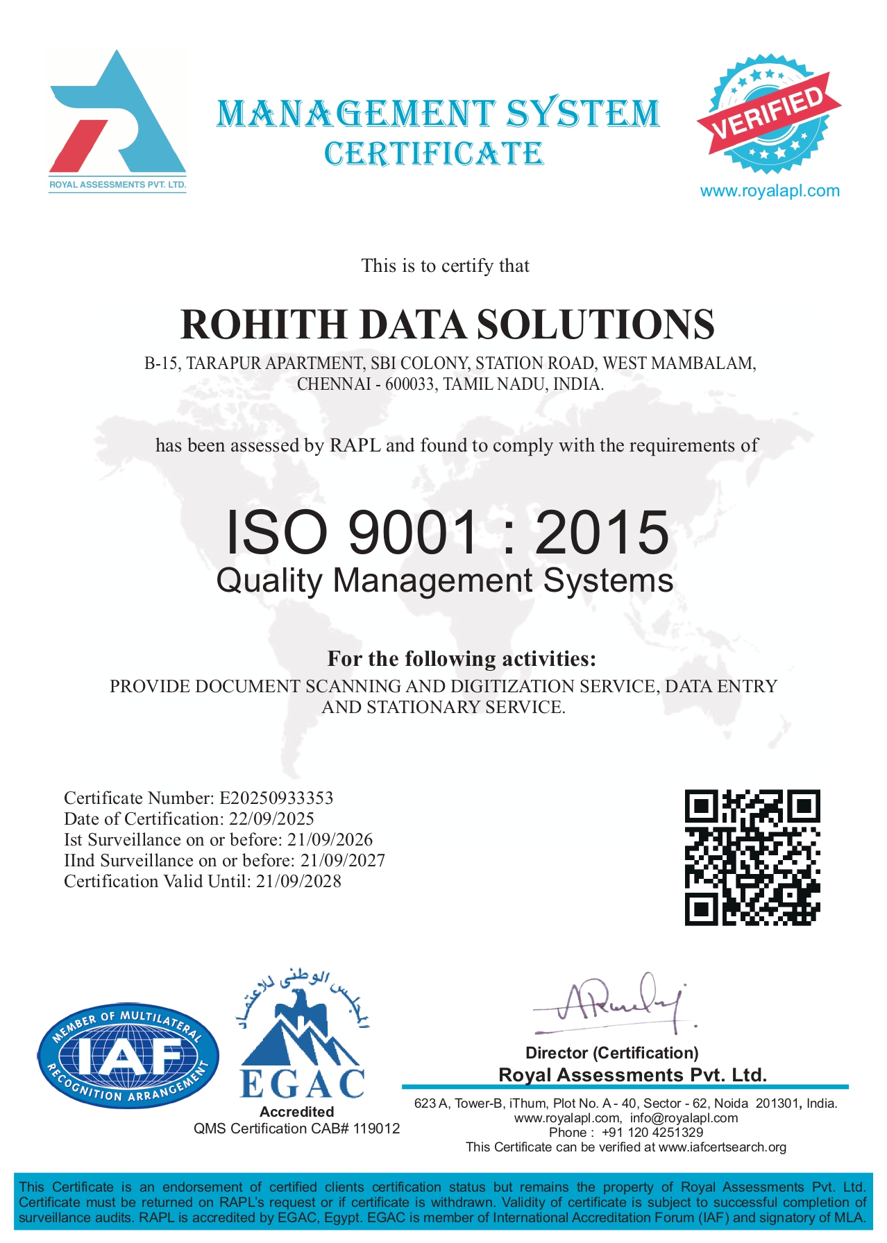 QMS ISO Certificate